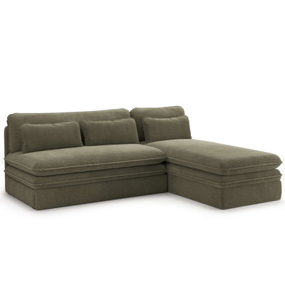 Banquette d'angle convertible et réversible NOMA 4 places velours côtelé vert