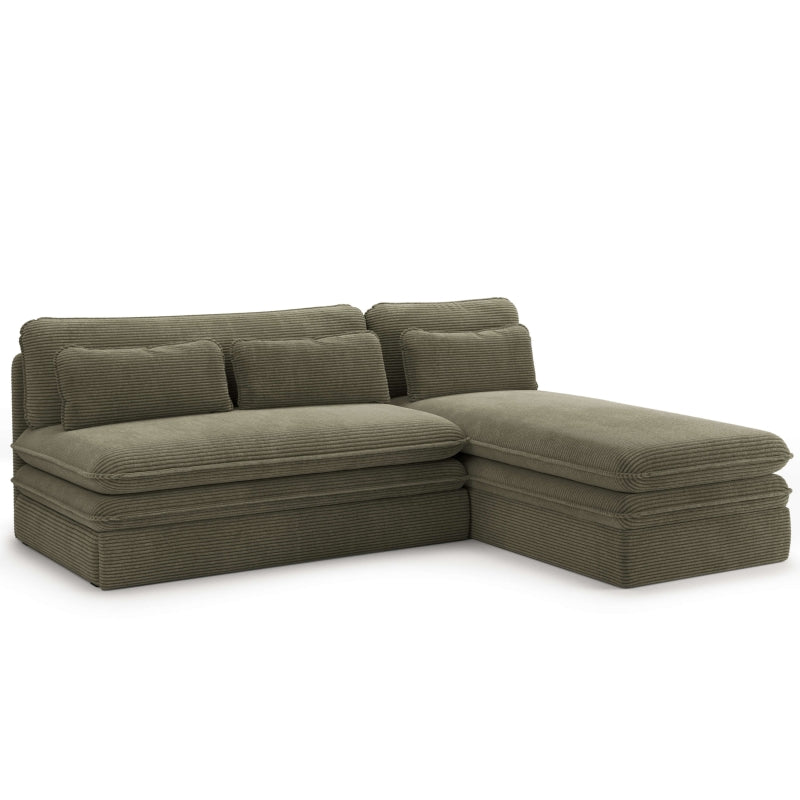 Banquette d'angle convertible et réversible NOMA 4 places velours côtelé vert