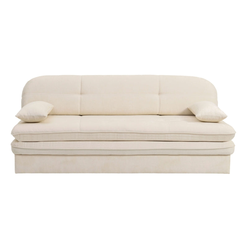 Banquette convertible 3 places CILA tissu beige doux, design épuré et intemporel