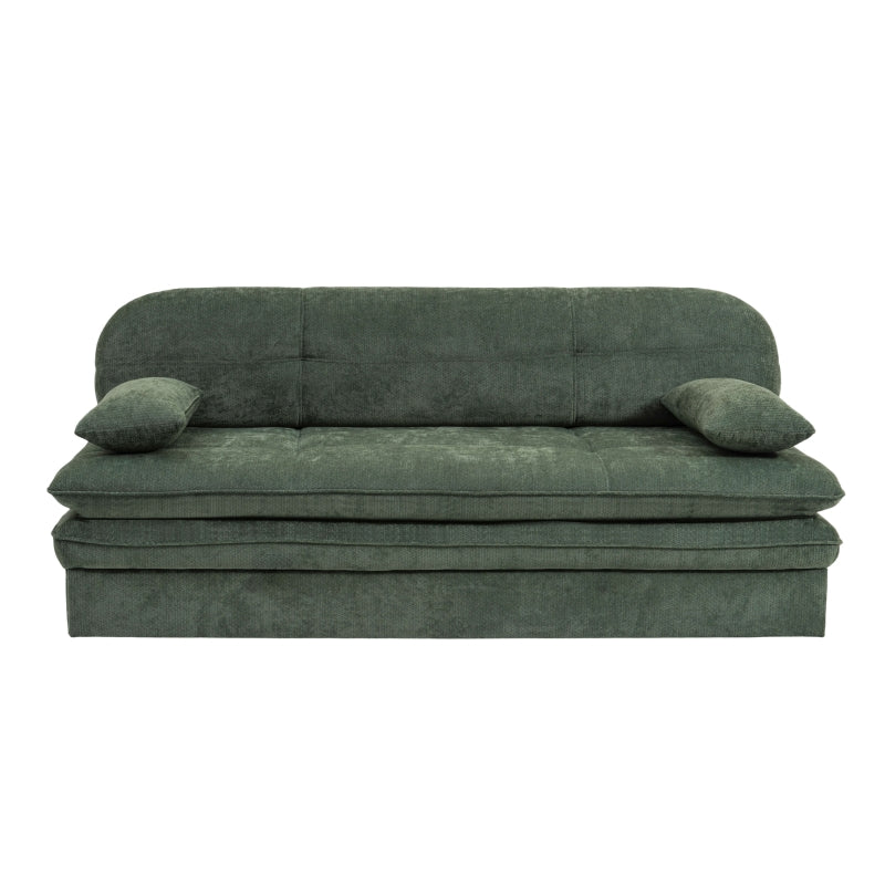 Banquette convertible 3 places CILA tissu vert, design épuré pour salon contemporain