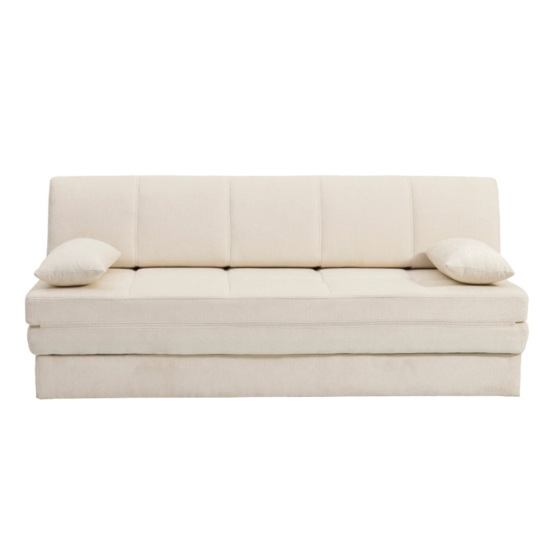 Banquette convertible 3 places tissu chenille beige, design épuré et moderne