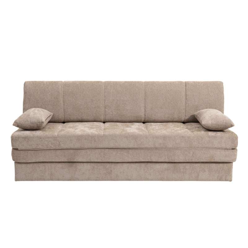 Banquette convertible 3 places tissu chenille marron, design épuré et sobre