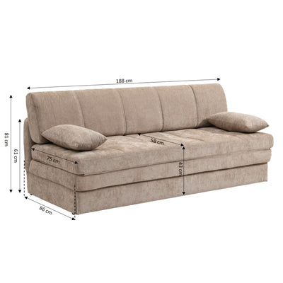 Banquette LUMA convertible 3 places tissu chenille marron