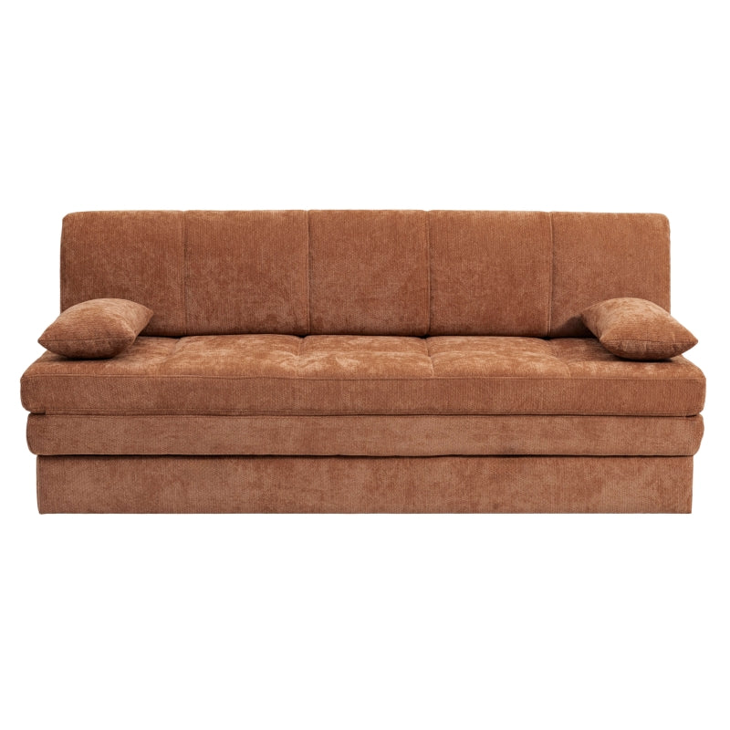 Banquette convertible 3 places tissu chenille terracotta, design épuré et sobre