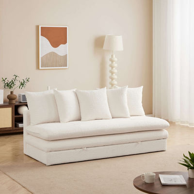 Banquette convertible MAORA 3 places tissu bouclette beige