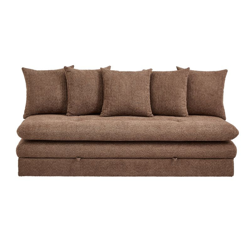 Banquette convertible 3 places tissu bouclette marron, style cosy et contemporain
