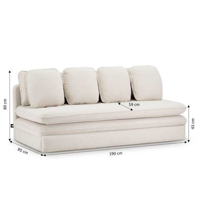 Banquette convertible NOMA 3 places tissu bouclette écru