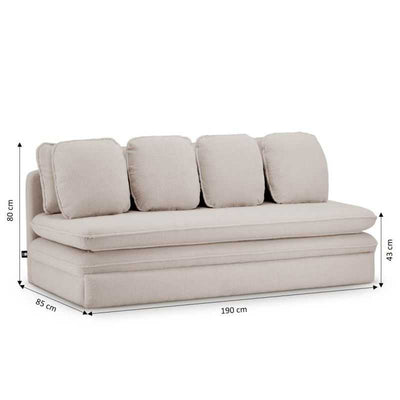 Banquette convertible NOMA 3 places tissu bouclette beige