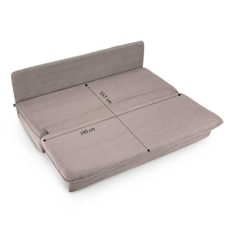 Banquette convertible NOMA 3 places velours côtelé taupe