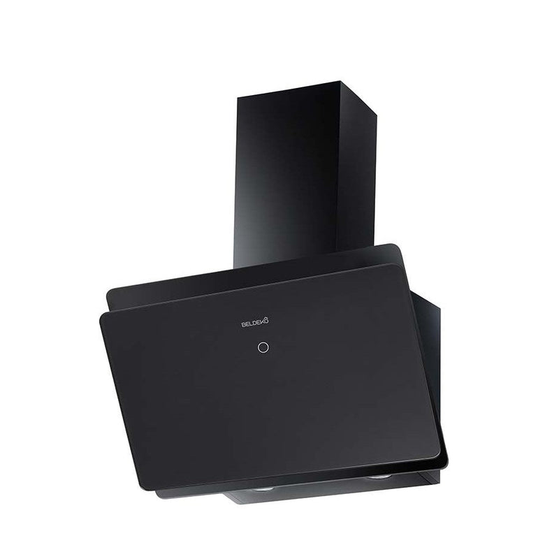 Hotte inclinée murale verre noir 60cm, 455m³/h, touches sensitives, cuisine contemporaine