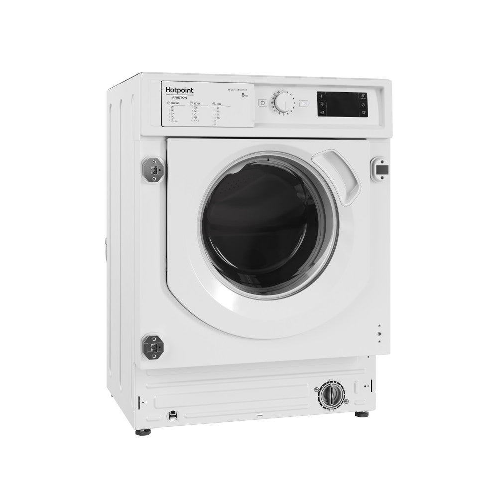 Lave-linge encastrable HOTPOINT : 8 kg, Classe A, 1 400 tr/min, Moteur Induction et Anti-Tache 100