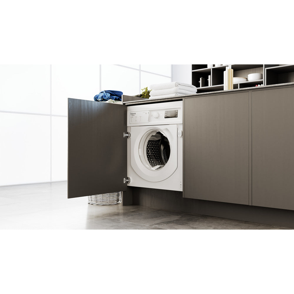 Lave-linge encastrable HOTPOINT : 8 kg, Classe A, 1 400 tr/min, Moteur Induction et Anti-Tache 100
