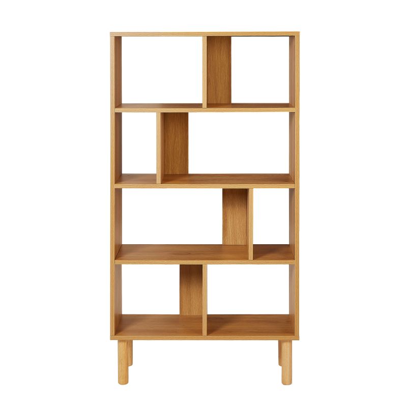 Bibliothèque asymétrique effet chêne naturel 80x150 cm, design moderne et chaleureux