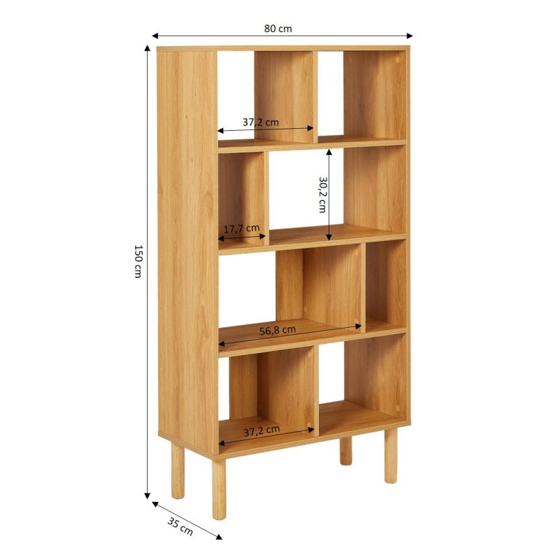 Bibliothèque EVORA effet chêne 80x150 cm