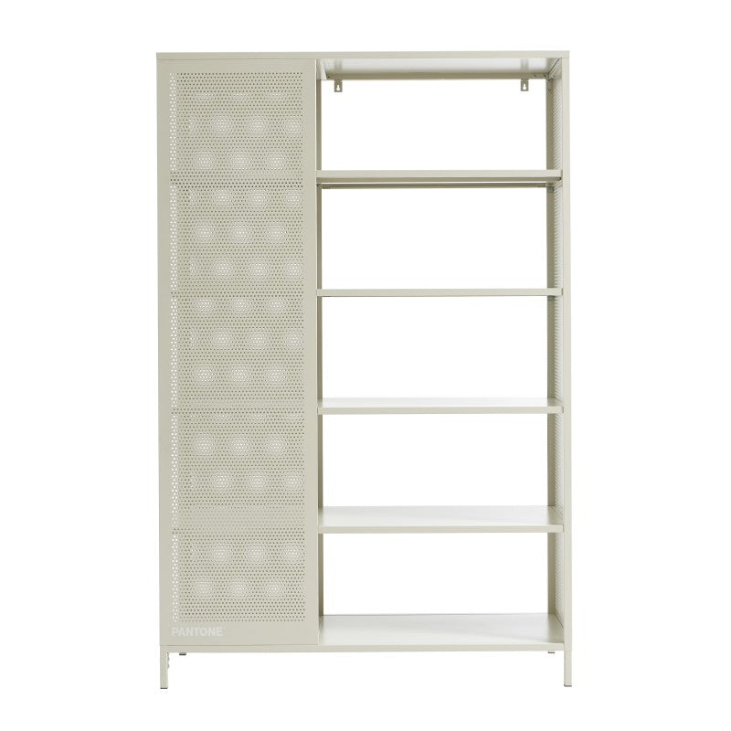 Bibliothèque métal beige sable PANTONE 117x180cm, style industriel, rangement élégant