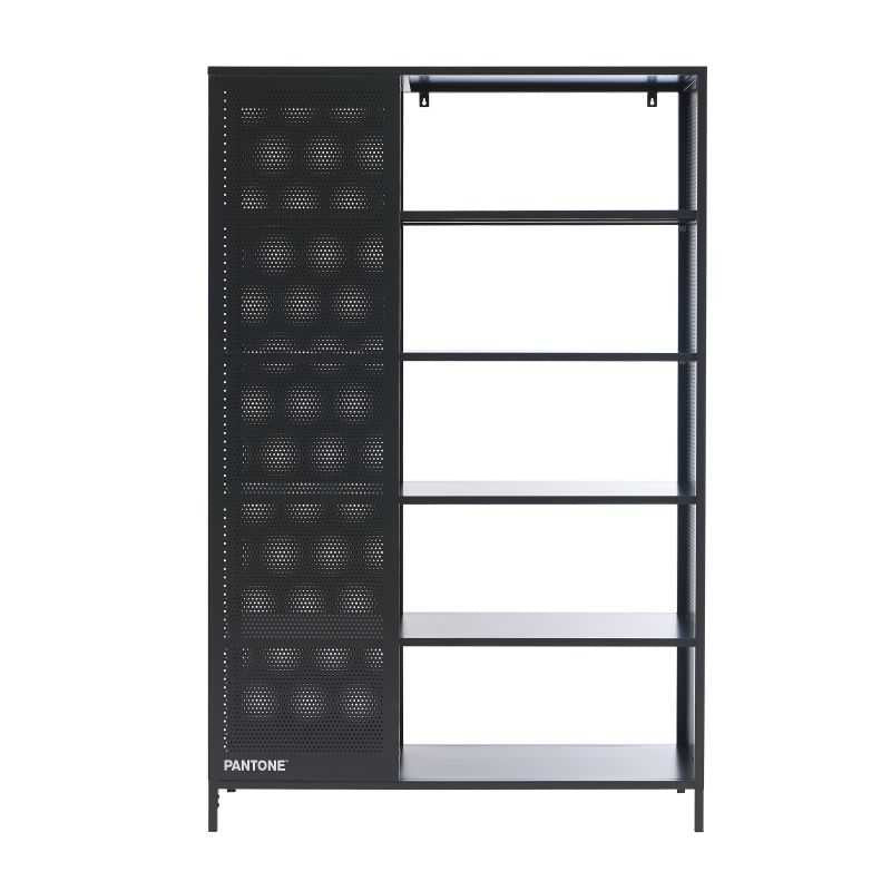 Bibliothèque métal gris anthracite 180cm, style industriel, rangement sur mesure