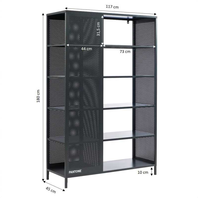 Bibliothèque PANTONE métal gris anthracite h180cm
