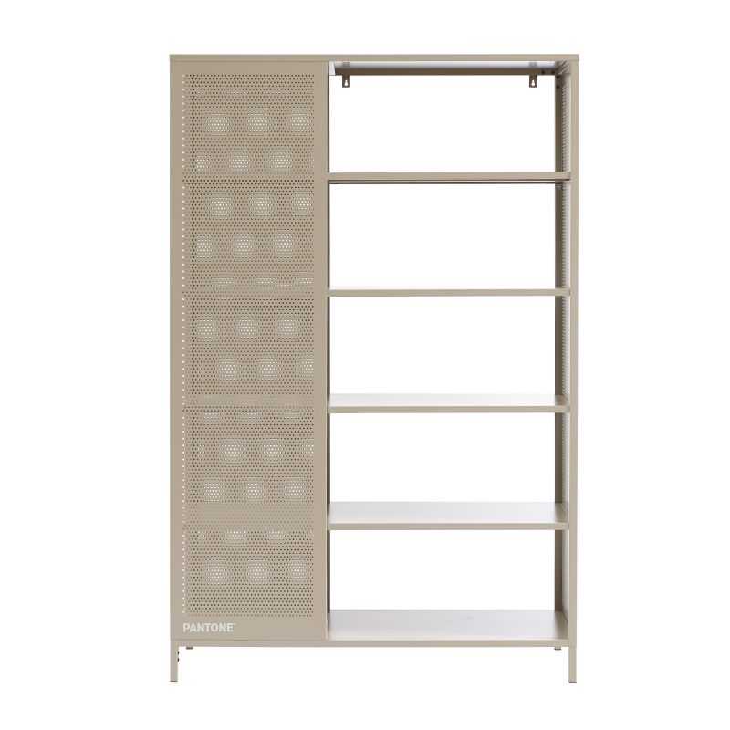 Bibliothèque métal taupe 180cm style industriel, rangement modulable sur mesure