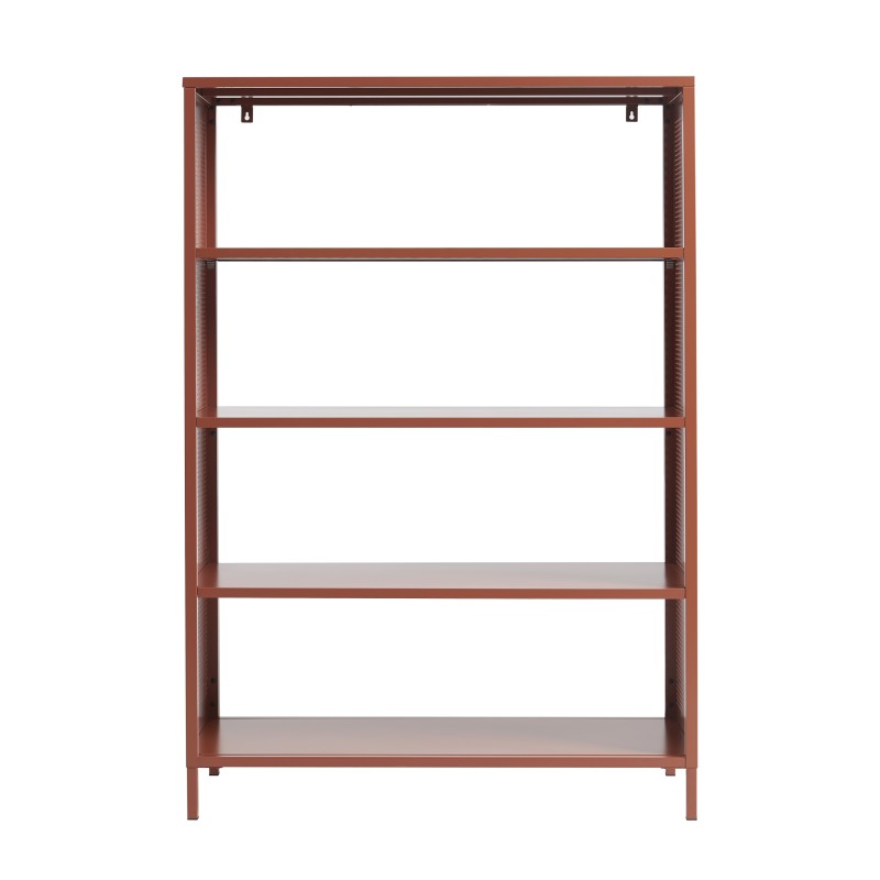 Bibliothèque métal terracotta 100x145cm style industriel, étagère sur mesure robuste
