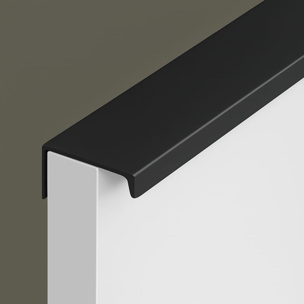 Poignée de meuble cuisine 150mm en métal noir, finition contemporaine sur mesure