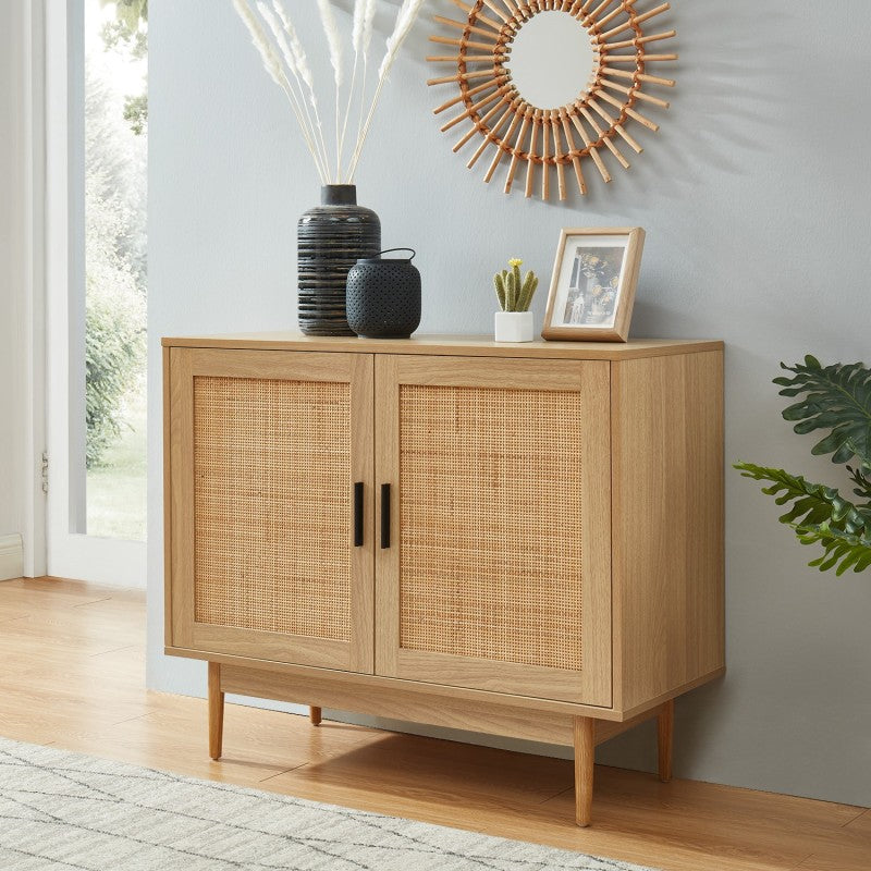 Buffet AMANA cannage rotin 2 portes 90cm