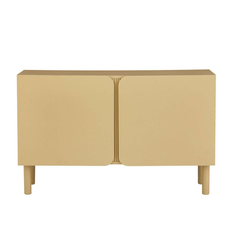Buffet 2 portes 120cm coloris beige, angles arrondis, style minimaliste contemporain