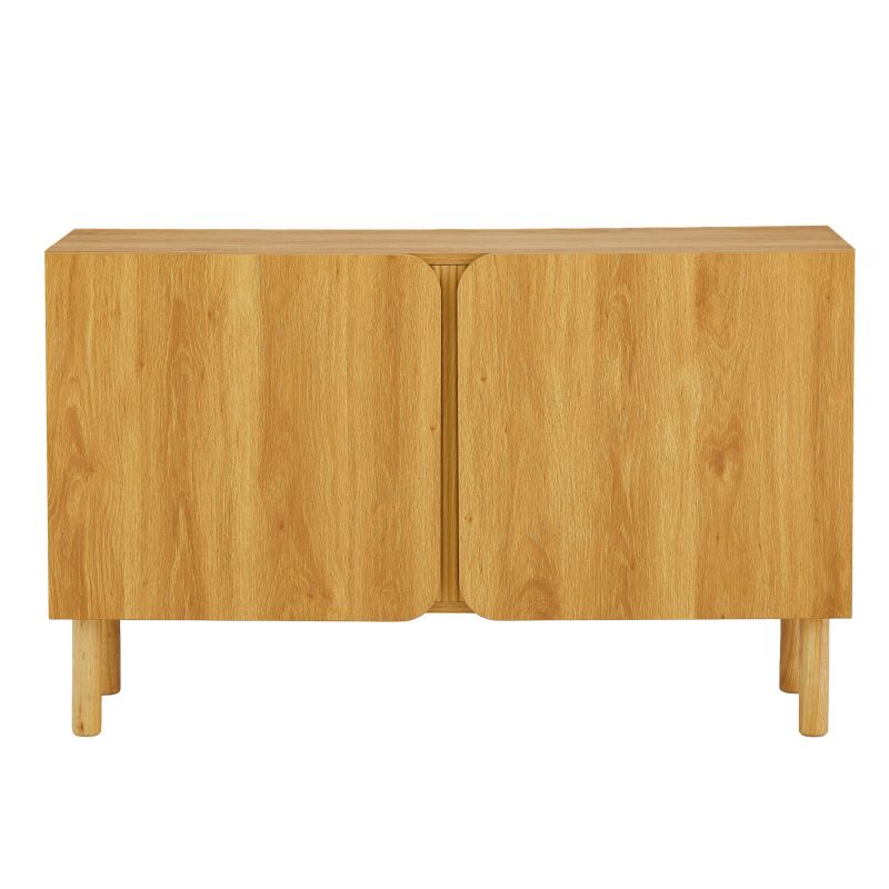 Buffet 2 portes 120cm effet chêne, lignes épurées et angles arrondis, style contemporain