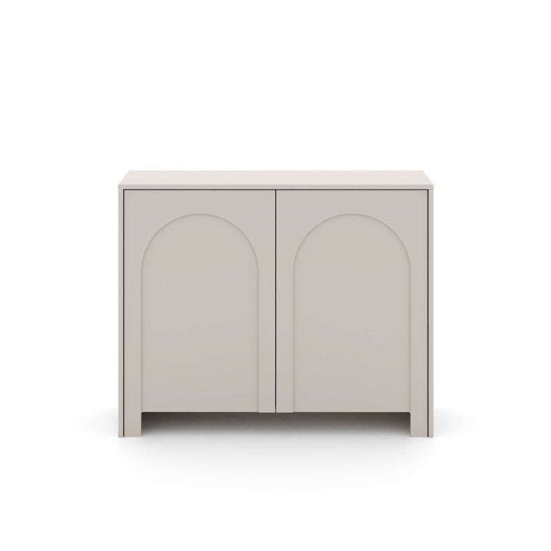 Buffet 2 portes 100cm coloris cachemire, arches décoratives, design minimaliste pour salon