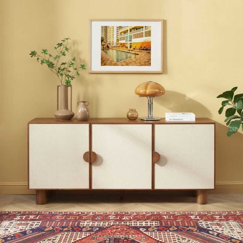 Buffet GASTON 3 portes placage frêne et lin 170cm