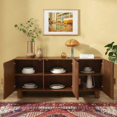 Buffet GASTON 3 portes placage frêne et lin 170cm