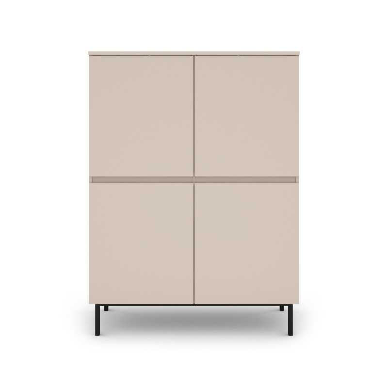 Buffet haut 4 portes 100cm coloris cachemire mélaminé, meuble cuisine contemporain