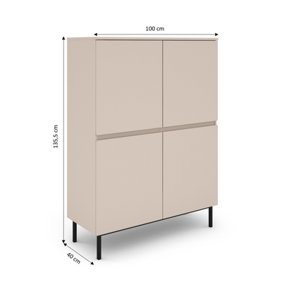 Buffet haut ARNI cachemire 4 portes 100cm