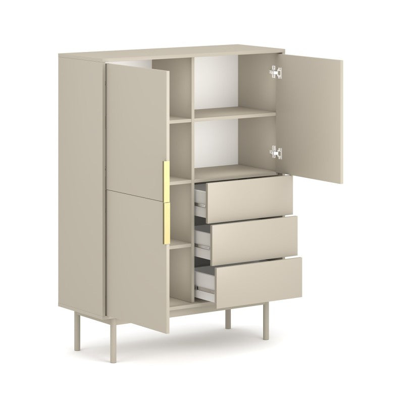 Buffet JONA coloris cachemire 3 portes 3 tiroirs 104cm
