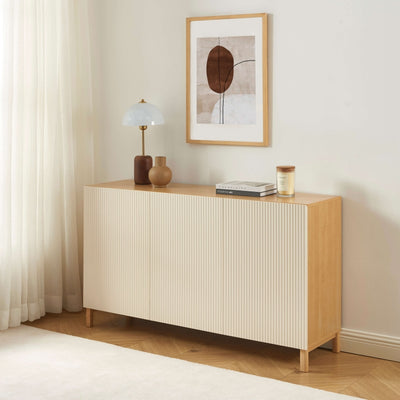 Buffet ORCA effet chêne 3 portes beiges 140 cm