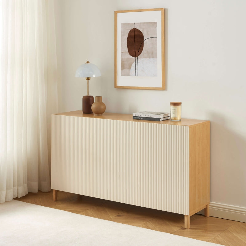 Buffet ORCA effet chêne 3 portes beiges 140 cm