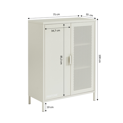 Buffet PANTONE métal beige sable 2 portes 75cm
