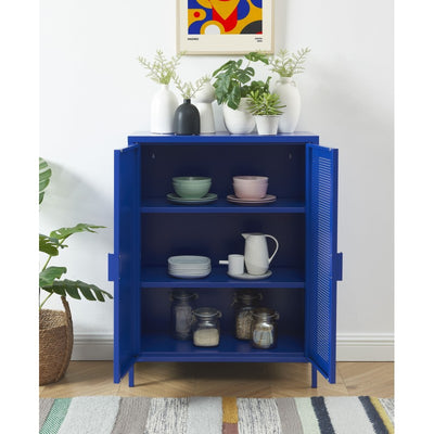 Buffet PANTONE métal bleu électrique 2 portes 75cm