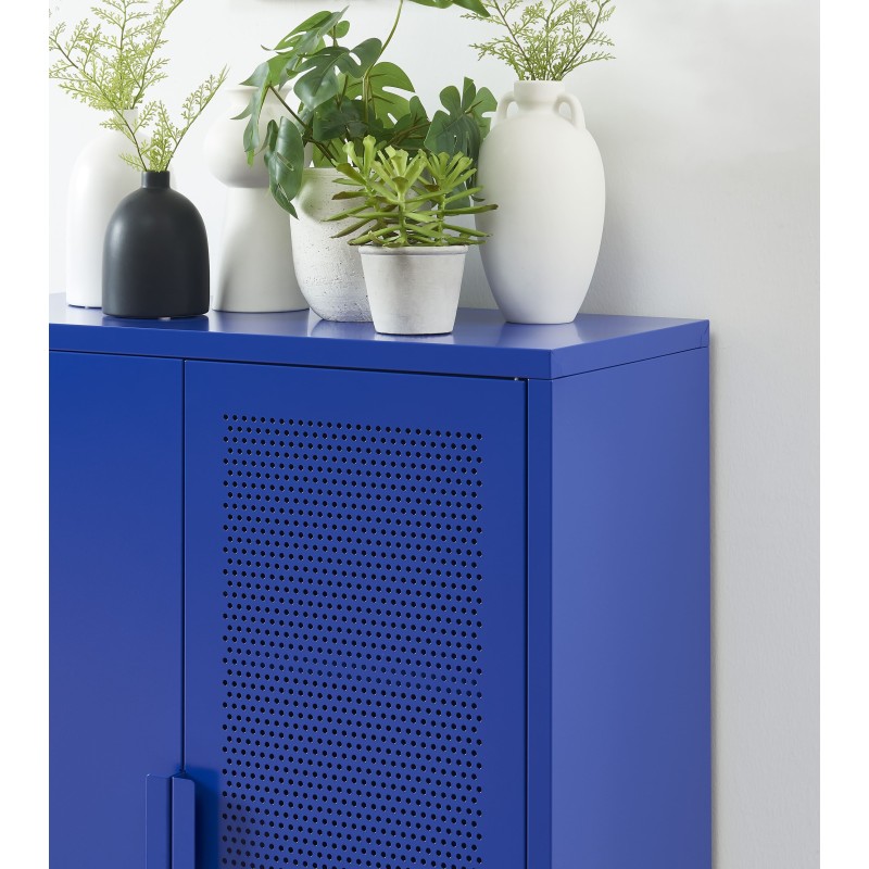 Buffet PANTONE métal bleu électrique 2 portes 75cm