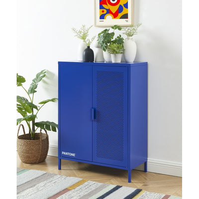 Buffet PANTONE métal bleu électrique 2 portes 75cm