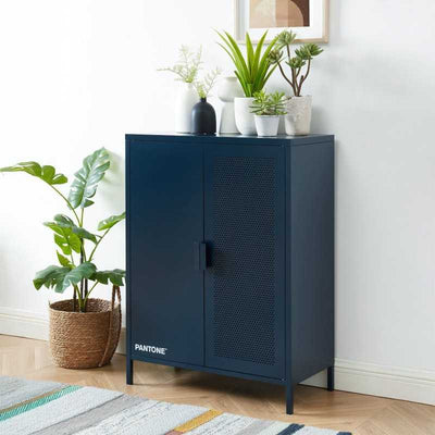 Buffet PANTONE métal bleu 2 portes 75cm