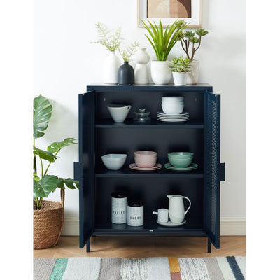 Buffet PANTONE métal bleu 2 portes 75cm
