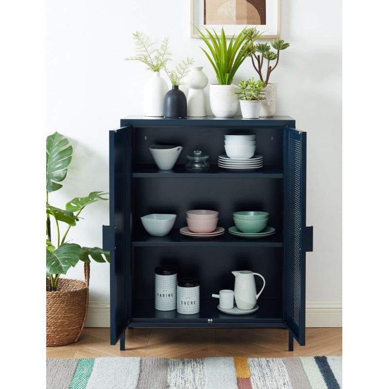 Buffet PANTONE métal bleu 2 portes 75cm