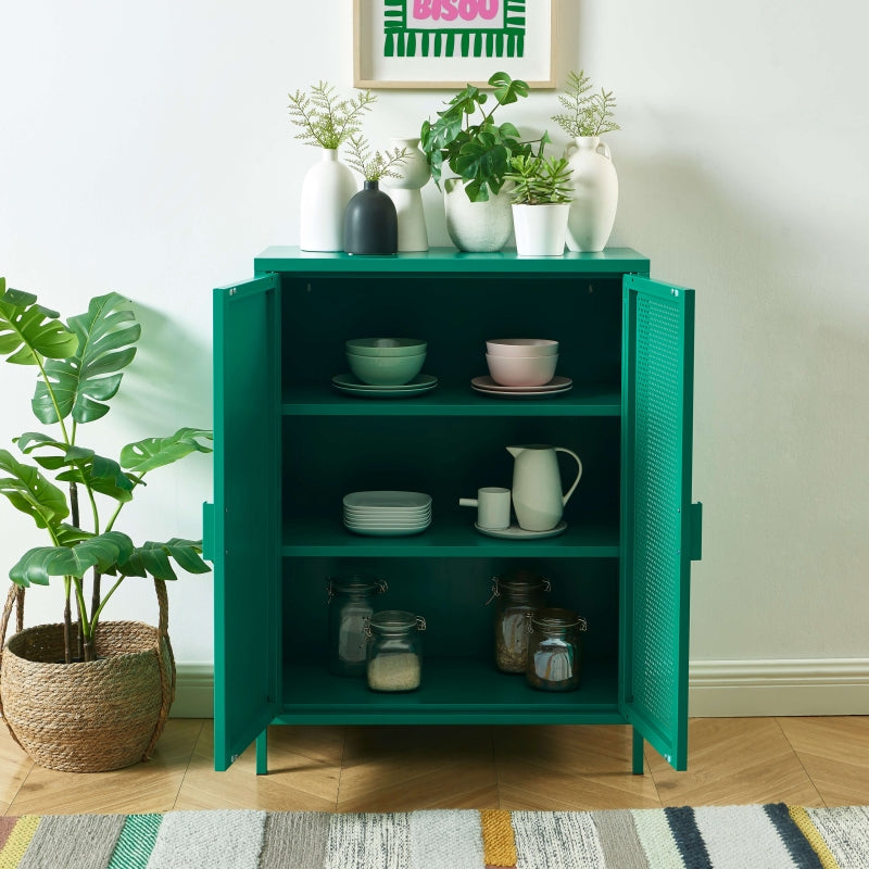 Buffet PANTONE métal vert émeraude 2 portes 75cm