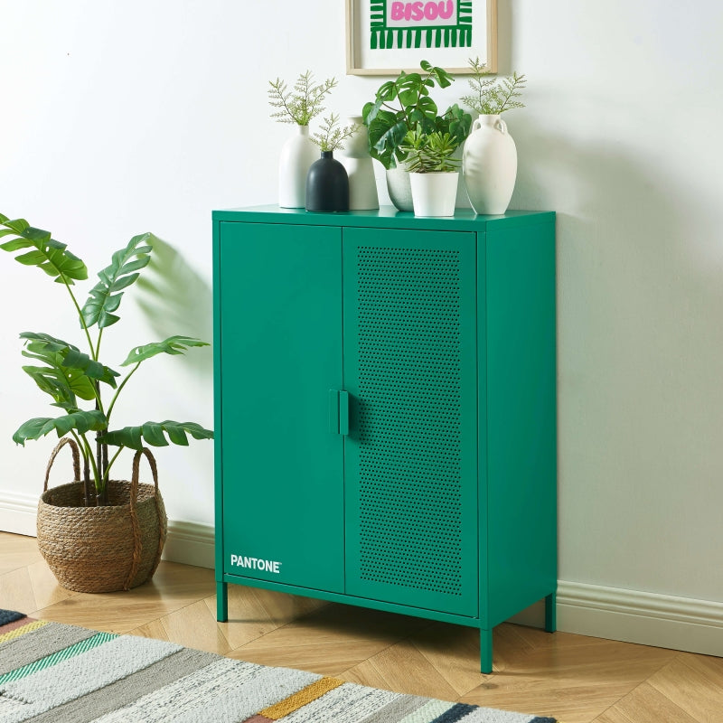 Buffet PANTONE métal vert émeraude 2 portes 75cm