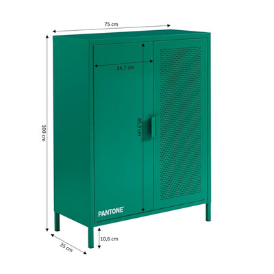 Buffet PANTONE métal vert émeraude 2 portes 75cm