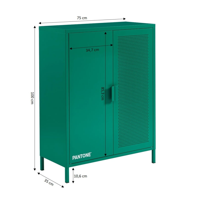 Buffet PANTONE métal vert émeraude 2 portes 75cm