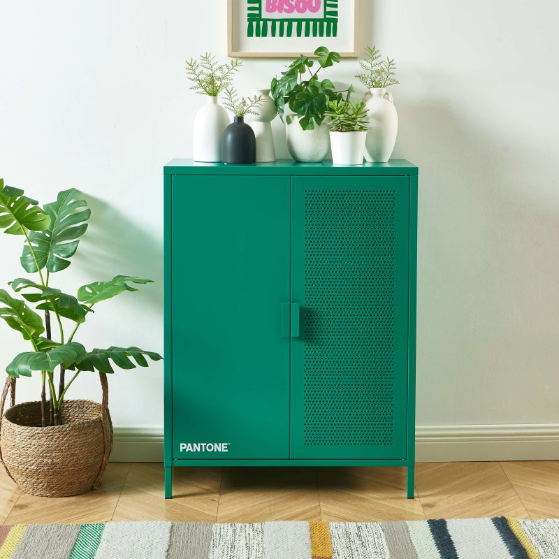 Buffet PANTONE métal vert émeraude 2 portes 75cm