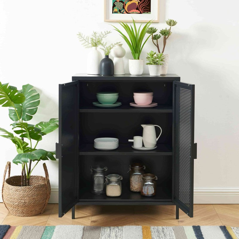 Buffet PANTONE métal gris anthracite 2 portes 75cm