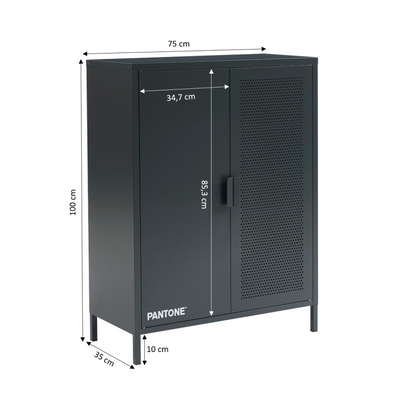 Buffet PANTONE métal gris anthracite 2 portes 75cm