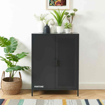 Buffet PANTONE métal gris anthracite 2 portes 75cm